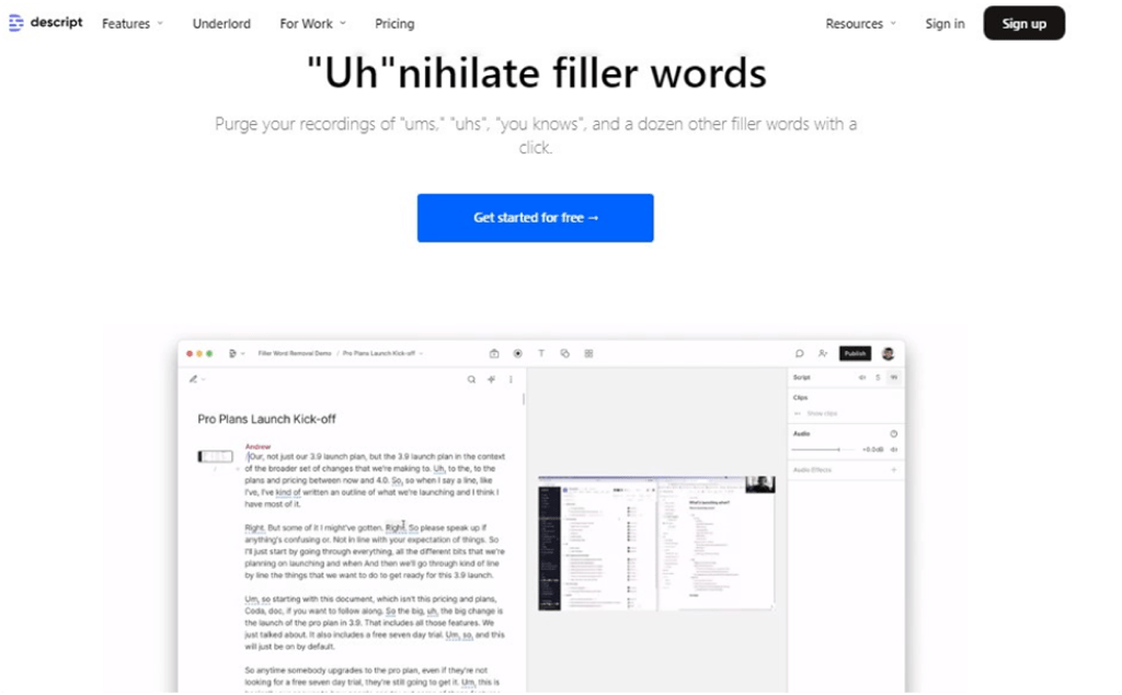 Remove Filler Words